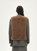 Reversible Brooch-Decorated Knit Vest
