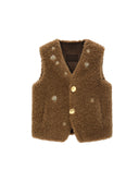 Reversible Brooch-Decorated Knit Vest